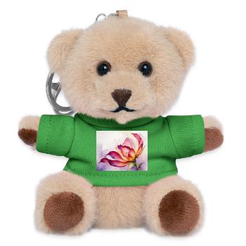 Wasserfarbige Blütenpracht - Teddy Schlüsselanhänger - Grün - Vorne