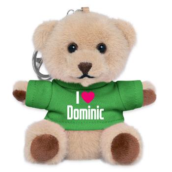 I Love Dominic Pink Heart I Love Dominic - Teddy Keyring - green - Front