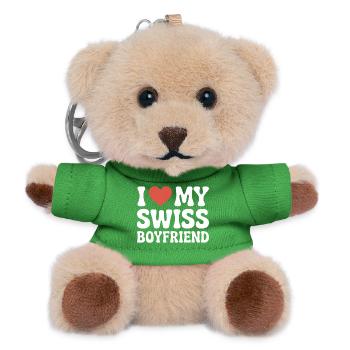 I love my swiss boyfriend Valentinstag Schweizer - Teddy Schlüsselanhänger - Grün - Vorne