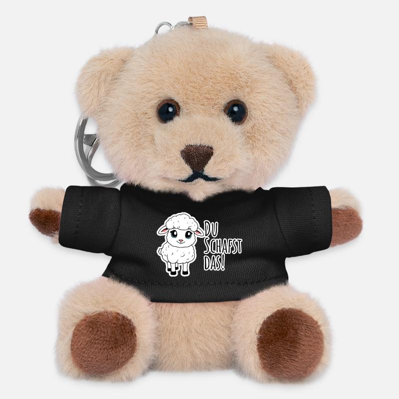 Du Schafst das! Das kleine Schaf ist sich sicher! - Teddy Schlüsselanhänger - Schwarz