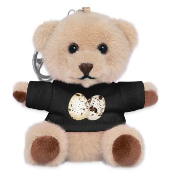 Gezeichnete Wachtel-Eier in natürlichen Farben - Teddy Schlüsselanhänger - Schwarz - Vorne