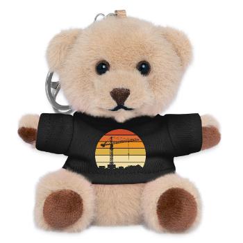Crane Operator Retro Design – Construction Site & Construction Crane - Teddy Keyring - black - Front