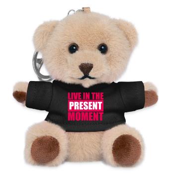 Live In The Moment Achtsamkeit Präsenz Bewusstsein - Teddy Schlüsselanhänger - Schwarz - Vorne