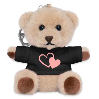Valentinstag Pink Heart, Valentinstag - Teddy Schlüsselanhänger - Schwarz - Vorne