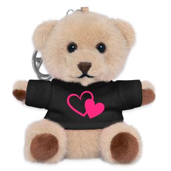 Cadeau de la Saint-Valentin en cœur rose rose - Porte-clés ourson - noir - Devant