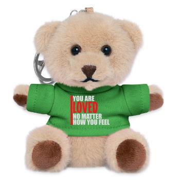 You Are Loved No Matter How You Feel Compassion - Teddy Keyring - green - Front