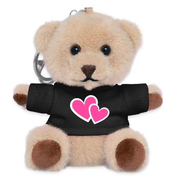 Valentinstag Pink Heart, Valentinstag - Teddy Schlüsselanhänger - Schwarz - Vorne