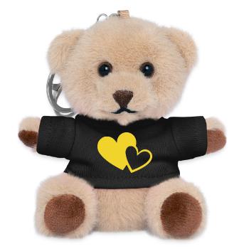yellow heart yellow kbe hearts heart pattern - Teddy Keyring - black - Front