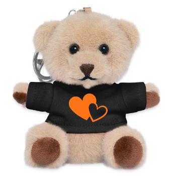 orangenes Herz orangen  Herzen Herzmuster - Teddy Schlüsselanhänger - Schwarz - Vorne