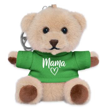 Mama Heart Script Logo - Teddy Keyring - green - Front
