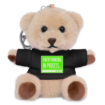 Overthinking In Process Funny Brooding Saying Logo - Teddy Keyring - black - Front