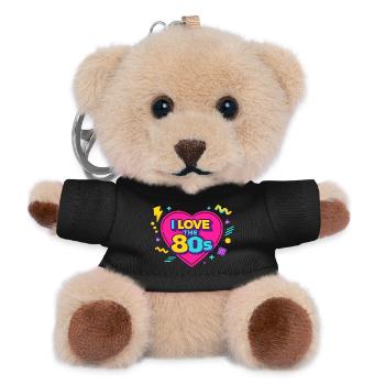 80s Retro Heart Neon Design - Teddy Keyring - black - Front