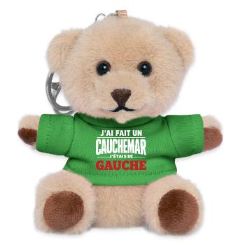 j'ai fais un cauchemar j'étais de gauche - Porte-clés ourson - vert - Devant