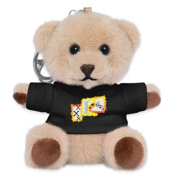 Biker Motorrad Chopper  - Teddy Schlüsselanhänger - Schwarz - Vorne