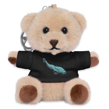 großer Wels Waller Fisch See Weiher cool baden - Teddy Schlüsselanhänger - Schwarz - Vorne
