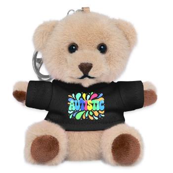 Autismus-Farben und Stolz - Teddy Schlüsselanhänger - Schwarz - Vorne