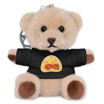 Dachshund Pizza Slice Funny Dog Art - Teddy Keyring - black - Front