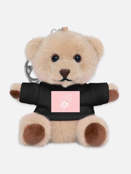 Pink bee illustration on pink background - Teddy Keyring - black