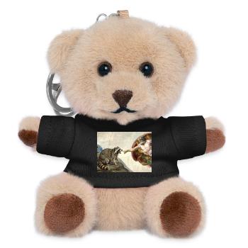 raccoon beating god's hand raccoon meme - Teddy Keyring - black - Front