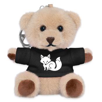 Fuchs Silhouette – Waldtier Minimal Motiv - Teddy Schlüsselanhänger - Schwarz - Vorne