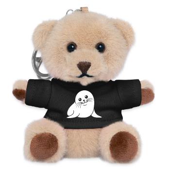 Baby Robbe Silhouette niedliches Tiermotiv - Teddy Schlüsselanhänger - Schwarz - Vorne
