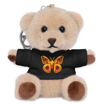 Emperor Moth Saturnia pavonia Cartoon Style - Teddy Keyring - black - Front