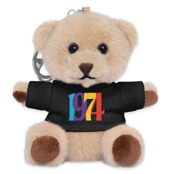Geboren 1974 Geburtstagsgeschenk Geburtstag 74 - Teddy Schlüsselanhänger - Schwarz - Vorne