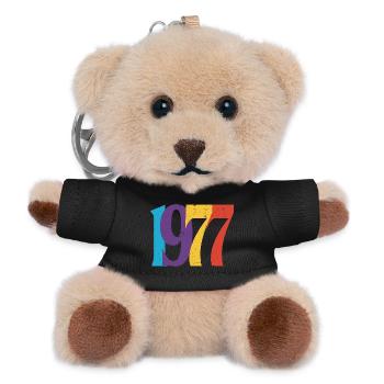 Geboren 1977 Geburtstagsgeschenk Geburtstag 77 - Teddy Schlüsselanhänger - Schwarz - Vorne