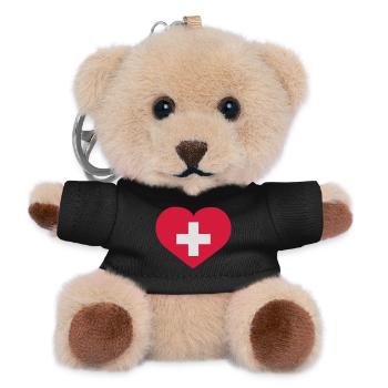 Love Schweiz | Herz | Heart - Porte-clés ourson - noir - Devant