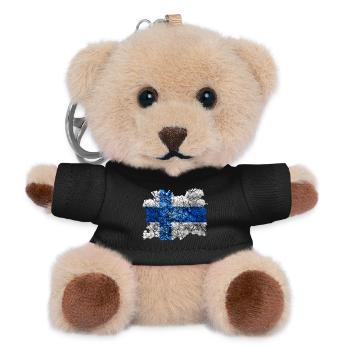 Finnland Vintage Flagge - Teddy Schlüsselanhänger - Schwarz - Vorne