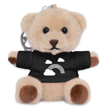Regenbogen mit Wolken - Teddy Schlüsselanhänger - Schwarz - Vorne