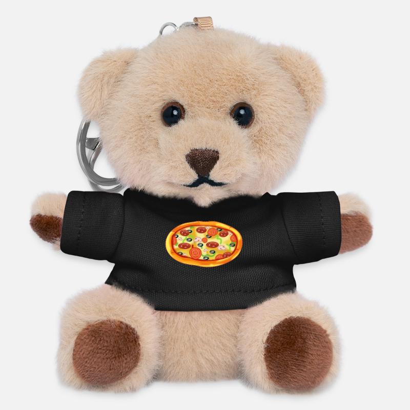 Pizza - Teddy Schlüsselanhänger - Schwarz