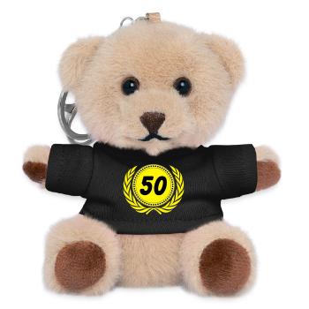 50th Birthday, 50th Anniversary Laurel Wreath(25) - Teddy Keyring - black - Front