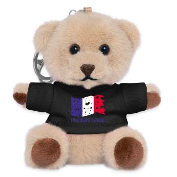 Drapeau français déchiré mais toujours debout ! - Porte-clés ourson - noir - Devant