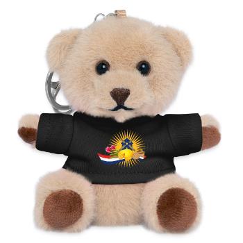 Windmühle mit Tulpen ,Clogs und holländischen Käse - Teddy Schlüsselanhänger - Schwarz - Vorne