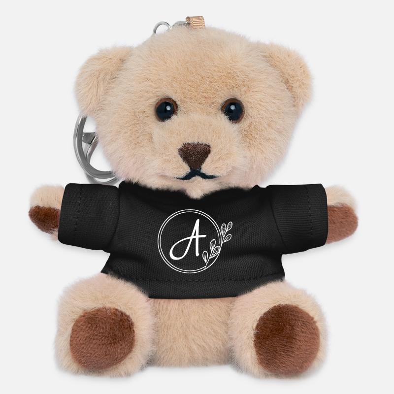Hand Drawn Plant Monogram with Style A - Teddy Keyring - black