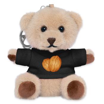 zwei schöne leuchtende Walnüsse - Teddy Schlüsselanhänger - Schwarz - Vorne