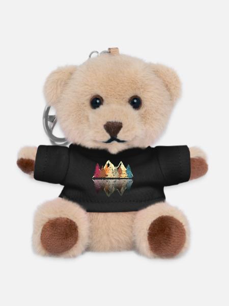 Forêt sur le lac au design rétro grunge - Porte-clés ourson - noir