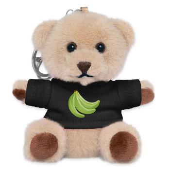 four bright green unripe bananas - Teddy Keyring - black - Front