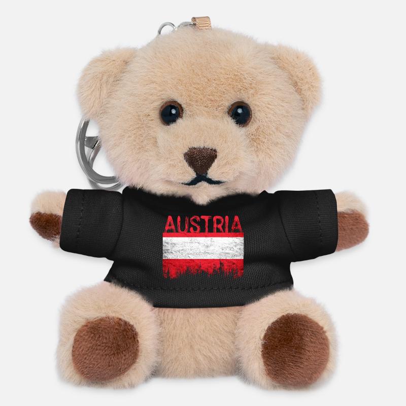 Australian flag style with city silhouette - Teddy Keyring - black