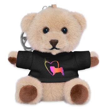 Mops mit Herz - Teddy Schlüsselanhänger - Schwarz - Vorne