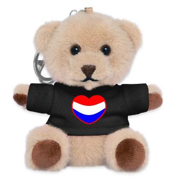 Le cœur du drapeau néerlandais Les Pays-Bas - Porte-clés ourson - noir - Devant