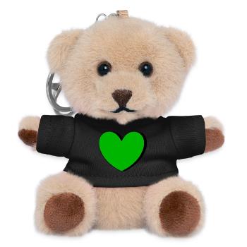 Grünes Herz grün Geschenk  - Teddy Schlüsselanhänger - Schwarz - Vorne