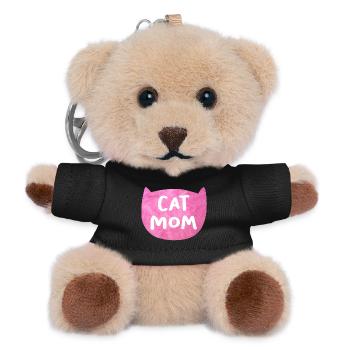 Katze Flausch Mom Mama coole Quotes Fell rosa pink - Teddy Schlüsselanhänger - Schwarz - Vorne