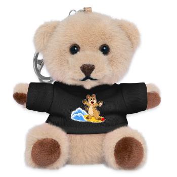 Meerkat Surfing Surfboard Summer - Teddy Keyring - black - Front