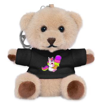 Einhorn Waffeleis - Teddy Schlüsselanhänger - Schwarz - Vorne