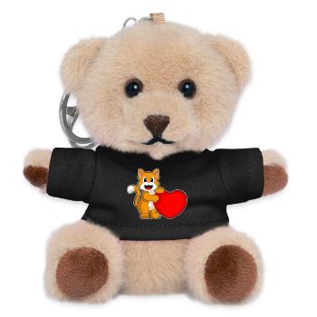 Coeur de chat - Porte-clés ourson - noir - Devant