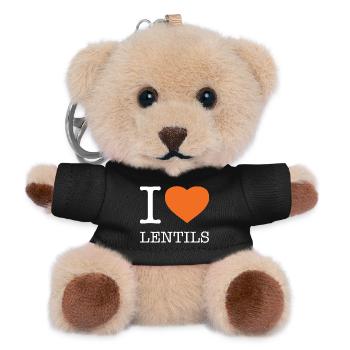 I LOVE LENTILS Linsen - Teddy Schlüsselanhänger - Schwarz - Vorne