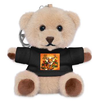 Blumenrehkitz im orangefarbenen Porträt - Teddy Schlüsselanhänger - Schwarz - Vorne