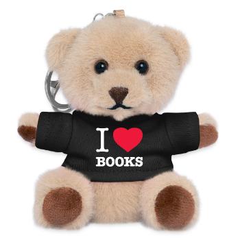I LOVE BOOKS Reading Books - Teddy Keyring - black - Front